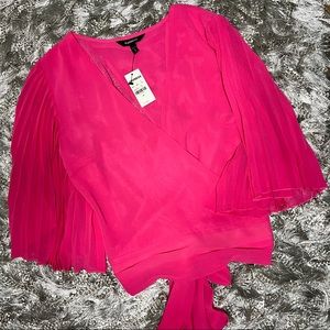 Express Pink Tied Waist Top